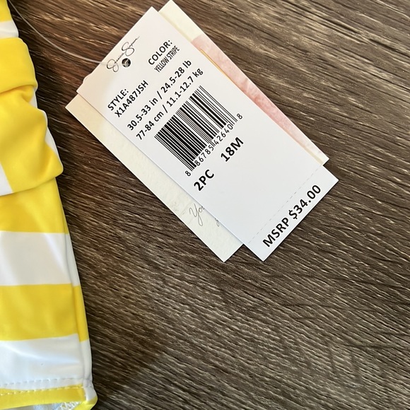 ☀️NEW Jessica Simpson Baby Girl Swimsuit with Sun hat - UPF 50+ -Sizes 18M & 24M - Picture 5 of 12